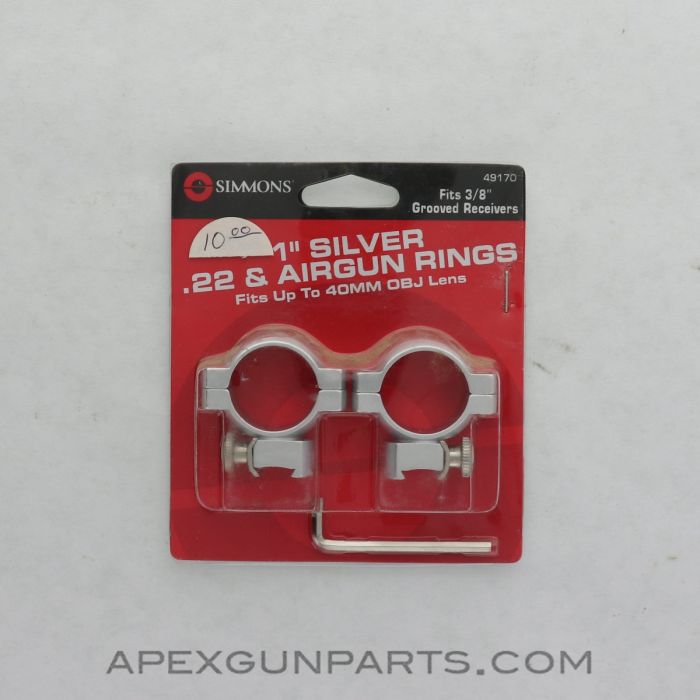 Simmons Scope Mount, .22, Silver, For 3/8" Grooved Receiver, 49170 *NEW*