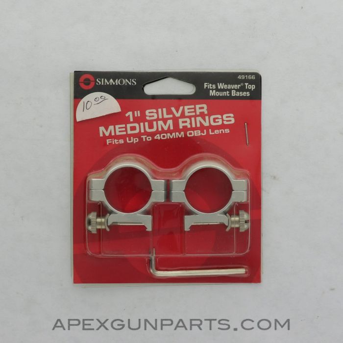 Simmons Scope Mount, Medium, Aluminum, Silver *NEW* 