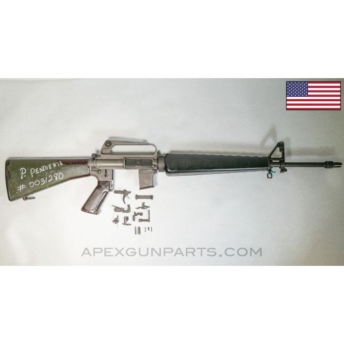 Colt Armalite Model 01 AR15 / M16A1 Parts Kit, 20" Barrel, Triangle Handguards, Early A1 Brown Stock & Pistol Grip, .223mm,  *Very Good*