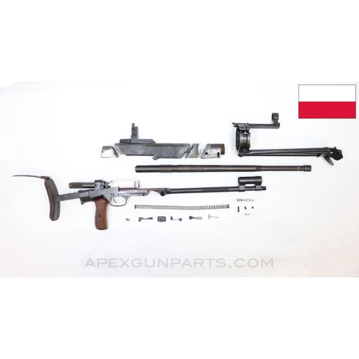 DTM Parts Kit, w/ Torch Cut Receiver & Drilled Demilled Barrel, Collapsible Stock and Bipod, Polish, 7.62X54r *Very Good* 
