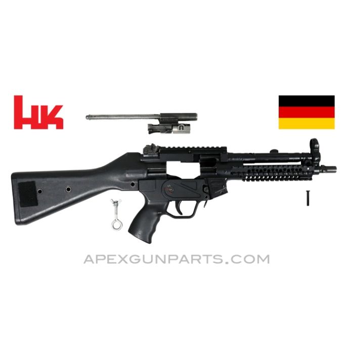 H&K MP5 Parts Kit, 8.5" BBL, 3 Position Lower (S, E, F), Polymer Fixed Stock, Picatinny Scope & Acc. Rails, 9mm, *Very Good* 