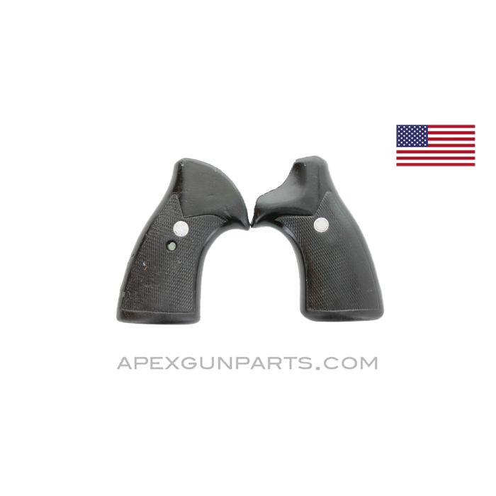 Ruger Police Service Six Pistol Grip Set, Square Butt, .38, Rubber, *Good*
