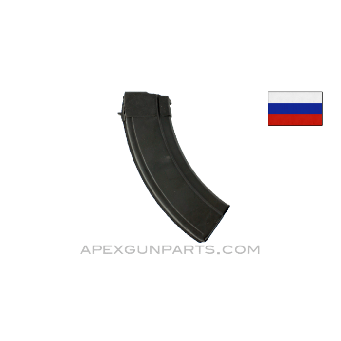 Russian AK-47 Slab Side Magazine, 30rd, Steel, 7.62X39, Refinished/Blued, *Very Good*