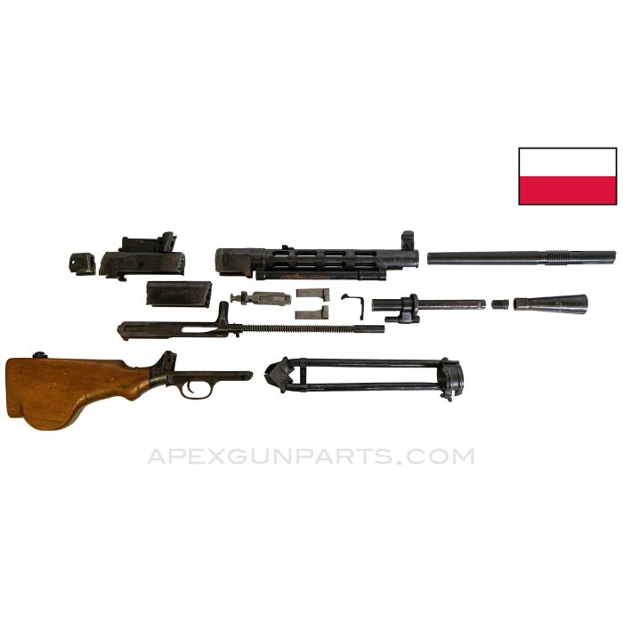 Polish DP-28 Parts Set with Bi-pod, Torch Cut Receiver and Barrel, Matching, 7.62x54R *Good/Rust Spots* ONE-OFF