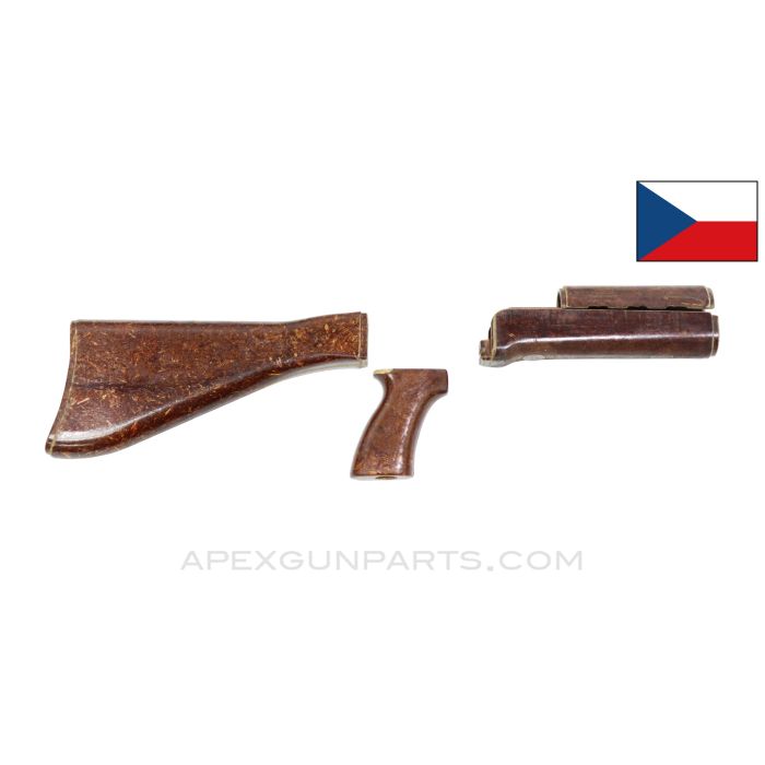 VZ-58 Stock Set, Butt, Grip, Forend and Hand Guard, No Parts Fitted, Resin-Impregnated Wood Chip Construction *NOS* 