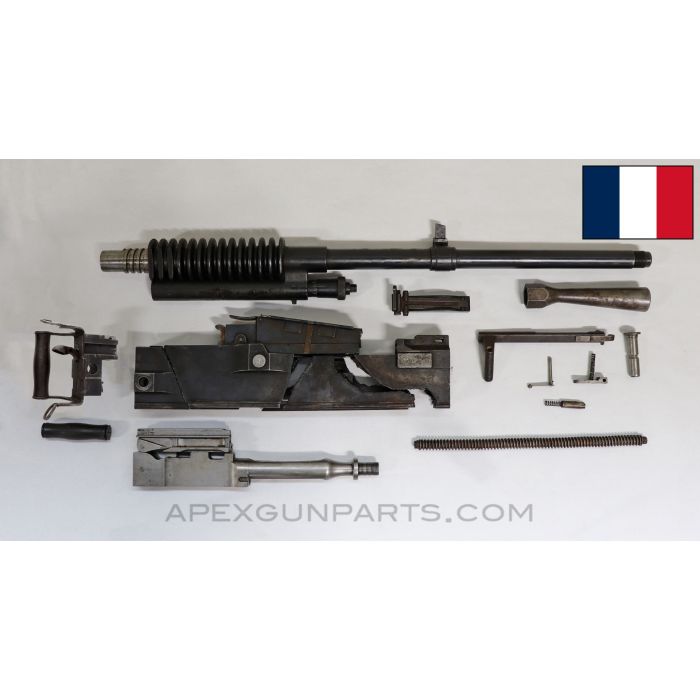 Hotchkiss M1929 / Mle 1930 Heavy Machine Cannon Parts Kit w/Barrel, Torch Cut Receiver Sections, Torn Spade Grip Frame, 13.2x96mm 