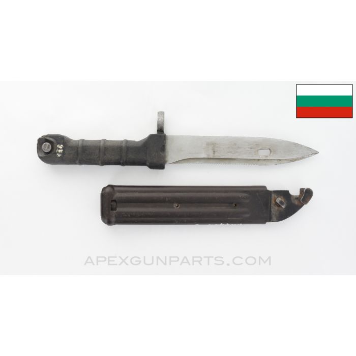 Bulgarian Arsenal Circle 10 AK-74 Bayonet w/ Black Polymer Grip & Plum Polymer Scabbard *Good*