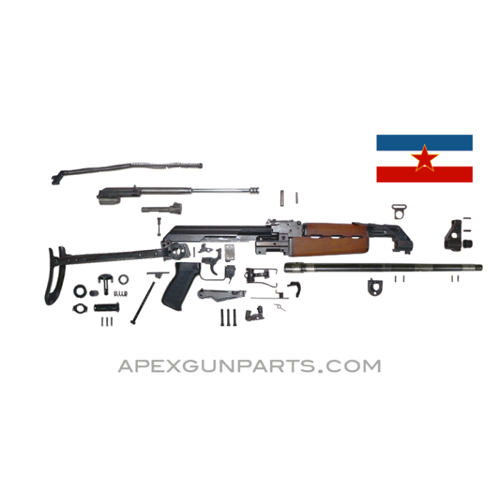 Yugoslavian M70AB2 Underfolder Parts Set, w/*Very Good* 16" Yugo Takeoff Barrel, Bulged Trunnion, 7.62X39, Blued, *Good to Very Good* 