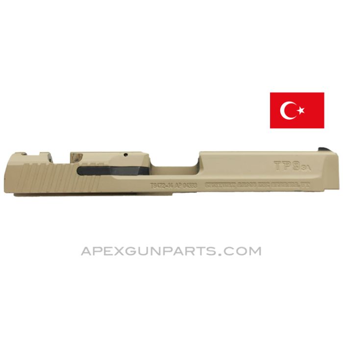 Canik TP9 SA Pistol Slide, 9x19, Desert Tan, w/ Front and Rear Sight, Mostly Stripped, *Very Good* 