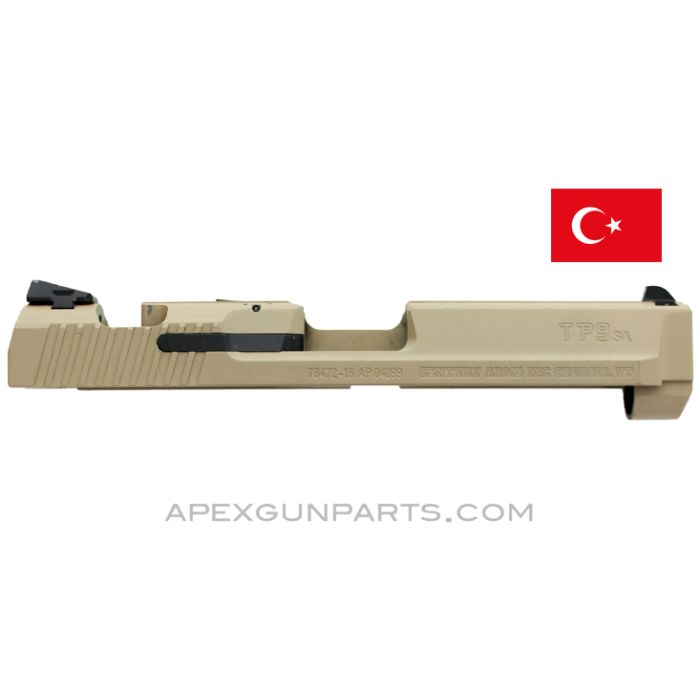 Canik TP9 SA Pistol Slide, 9x19, Desert Tan, Adjustable Front Sight, *Very Good* 