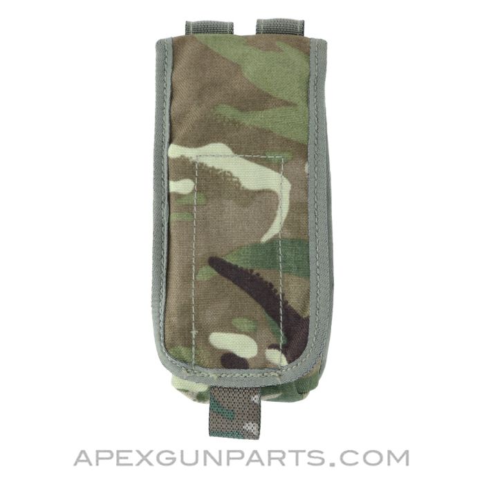 British SA80 Single M16 Magazine Pouch w/Flap, MOLLE / Osprey System, Woodland Pattern Nylon *NOS* 