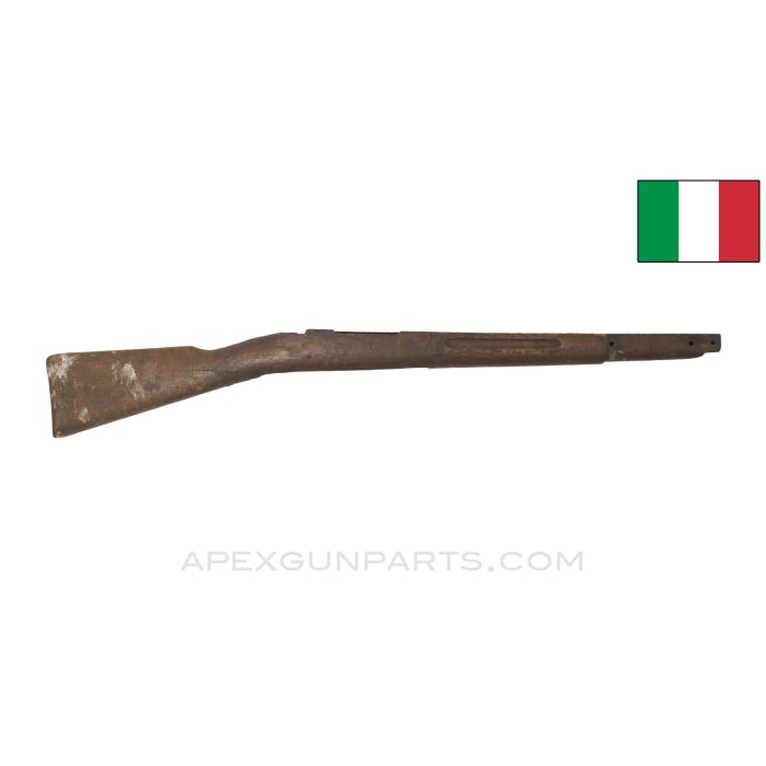 Italian Carcano M38 Short Rifle Stock, 34.5", w/ Buttplate, Cracked, Wood *Fair*
