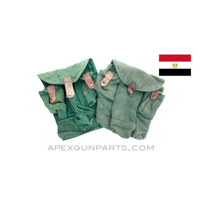 Egyptian AK-47 3-Cell Pouch, Green Canvas, *Good* 