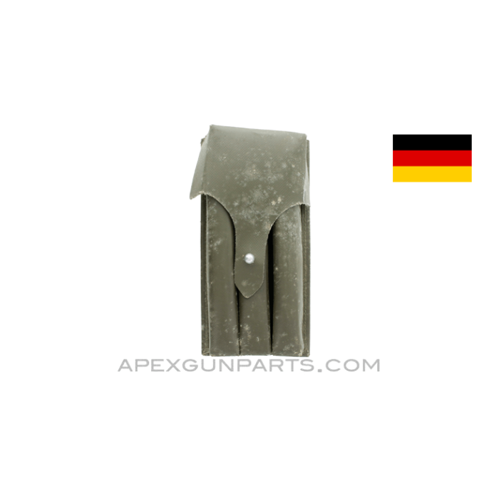 MP5 / MP2 UZI Magazine Pouch, 9mm, Green Vinyl, West German, *Fair* 