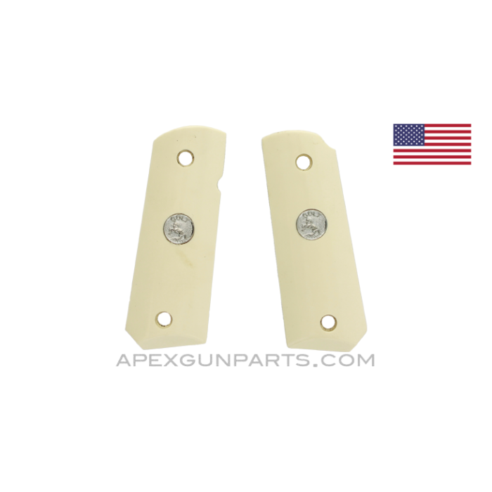 Colt 1911 Faux Ivory Grip Panels, Left & Right, Plastic, *Very Good*