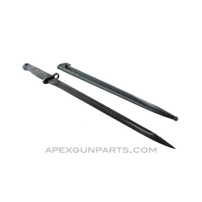 Yugoslavian M1924 Mauser Bayonet & Scabbard, BT3 Marked, 14.5 Inch Long Blade, Blued, *Good to Very Good* 