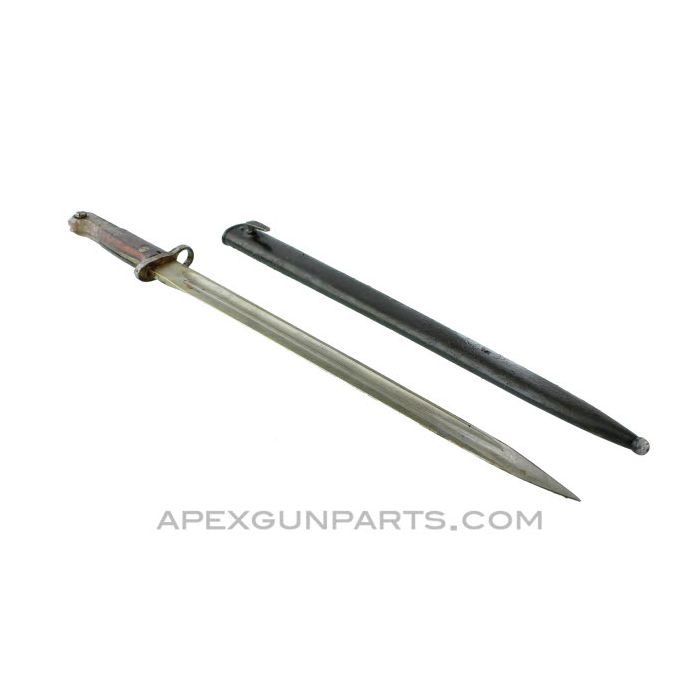 Yugoslavian M1924 Mauser Bayonet & Scabbard, BT3 Marked, 14.5 Inch Long Blade, In the White, *Good to Very Good* 