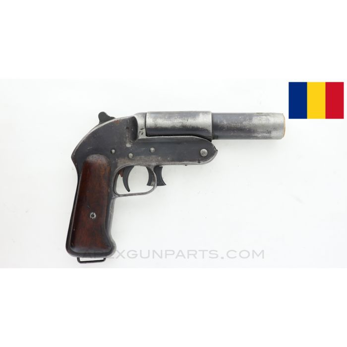 Romanian 26.5mm Flare Pistol, Wood Grip, WWII *Good*