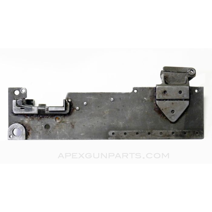 Browning 1919 Left Hand Side Plate (LHSP), Complete Pawl Bracket w/Cartridge Guides, Cracked Rear Sight Base, Israeli 7.62 NATO *Good* 