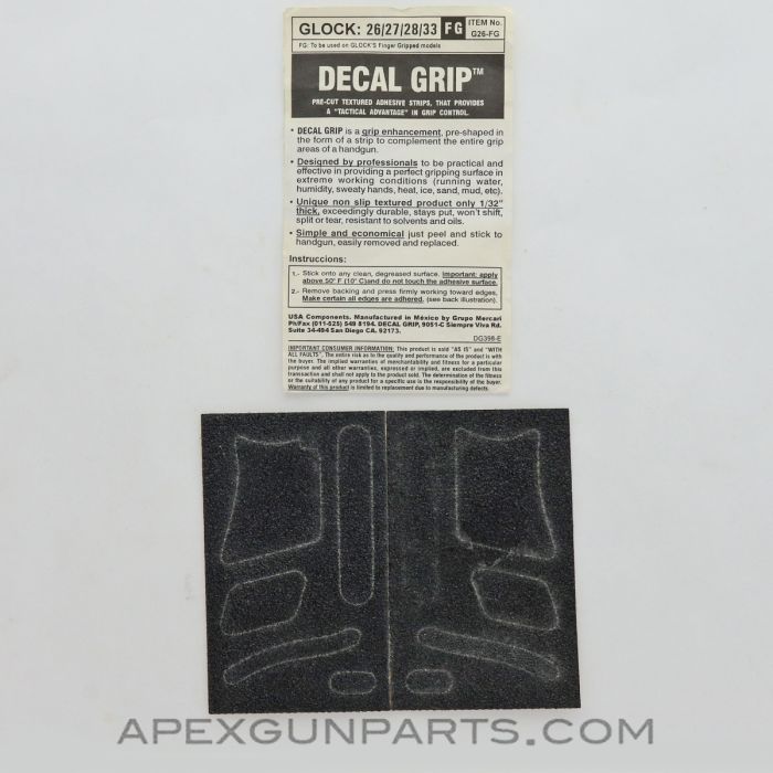 Aftermarket Decal Grip Enhancer Glock 26 w/ Finger Grooves, Decal Grip G16-FG *NEW*