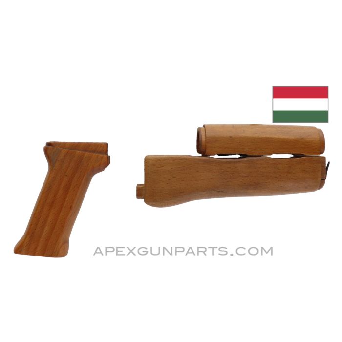 Hungarian AK-63D / AKM Wood Handguard Set w/Pistol Grip, Dark *Very Good* 