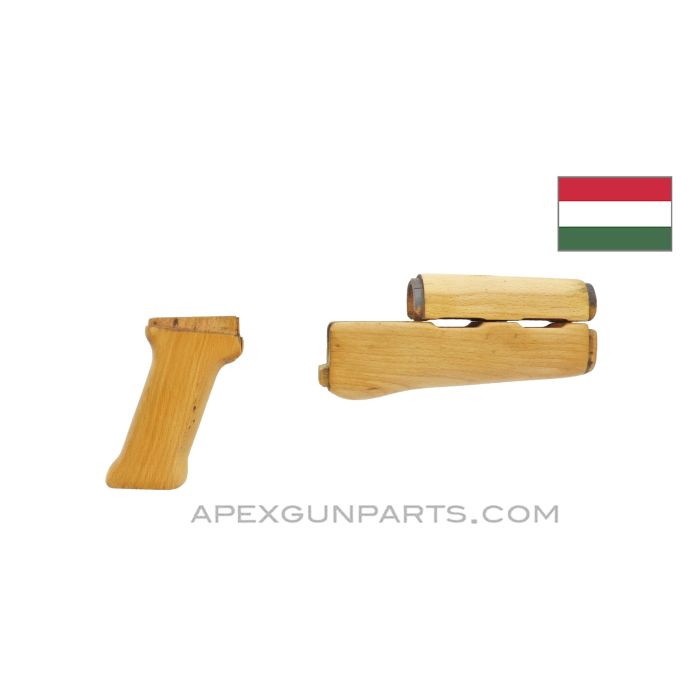 Hungarian AK-63D / AKM Wood Handguard Set w/Pistol Grip, Refinished *Fair* 