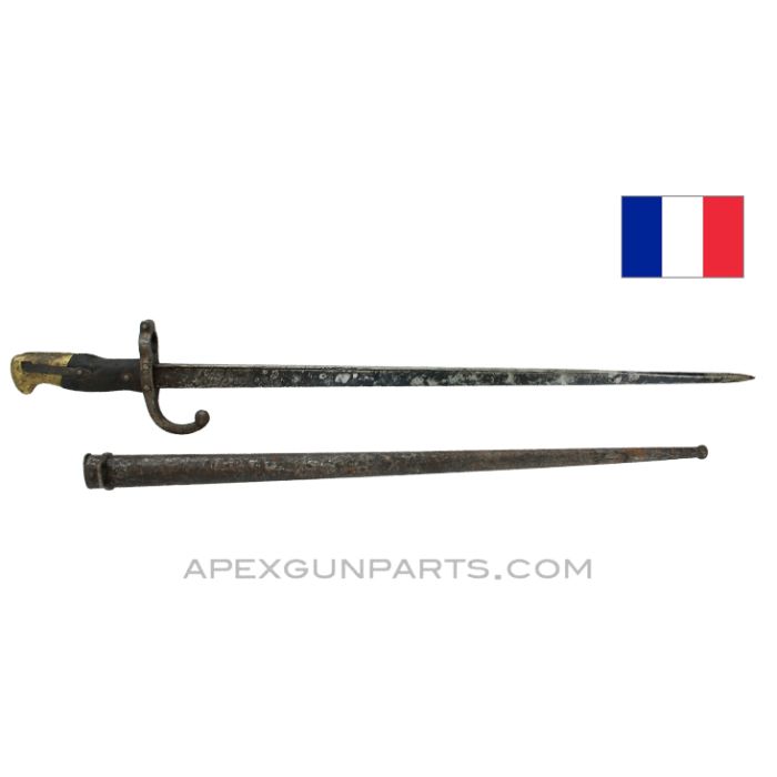 Model 1874 Gras Epee Bayonet & Scabbard, 20.5" "T" Blade, French *Poor, Sold As Is* 