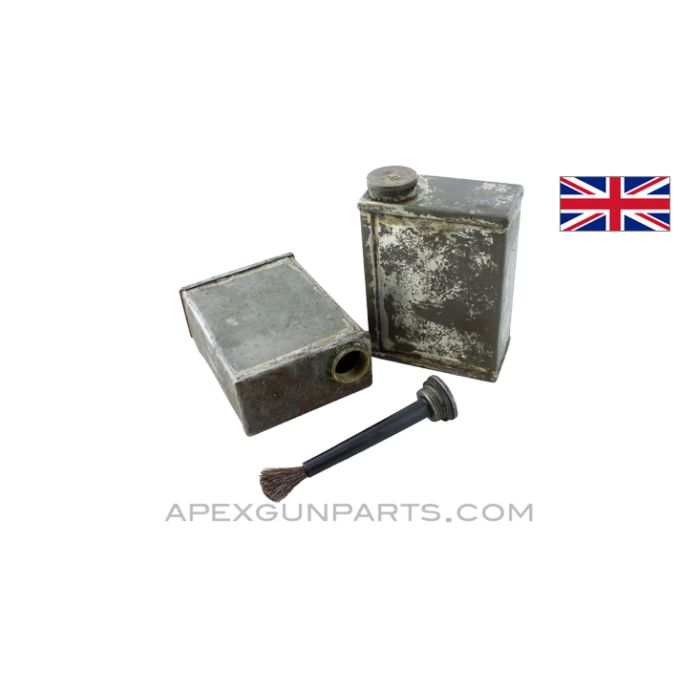 Vickers / Lewis / BREN MG MK1 Oil Bottle, With Brush, WWI, Steel *Good* 