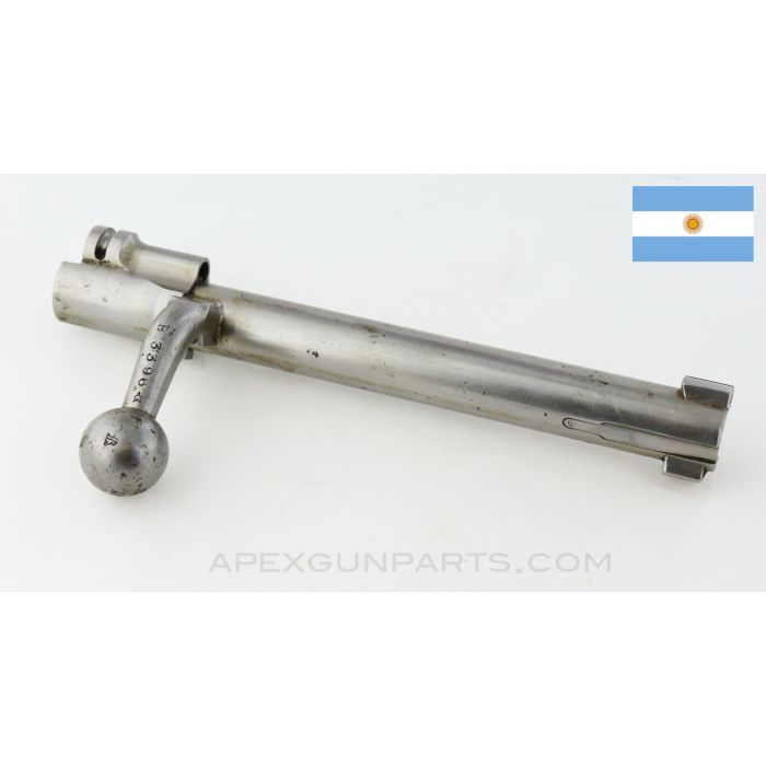 M1891 Argentine Mauser Bolt w/ Sleeve and Firing Pin, No Safety, Turned Down Handle, In The White, 7.65X53 *Very Good* 