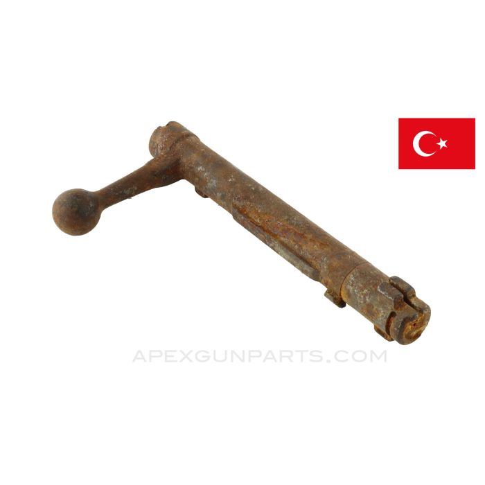 Turkish M98 Bolt, Stripped, Long Root, Straight Handle *Fair / Rusty*  