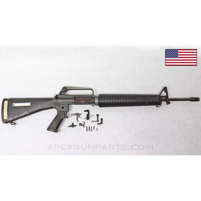 Colt 604 M16 Parts Set, 20" Barrel, A1 Birdcage, Stock & Pistol Grip, A2 Handguards, Slickside Bolt Carrier Assembly, Grey Finish, 5.56 NATO *Very Good* 
