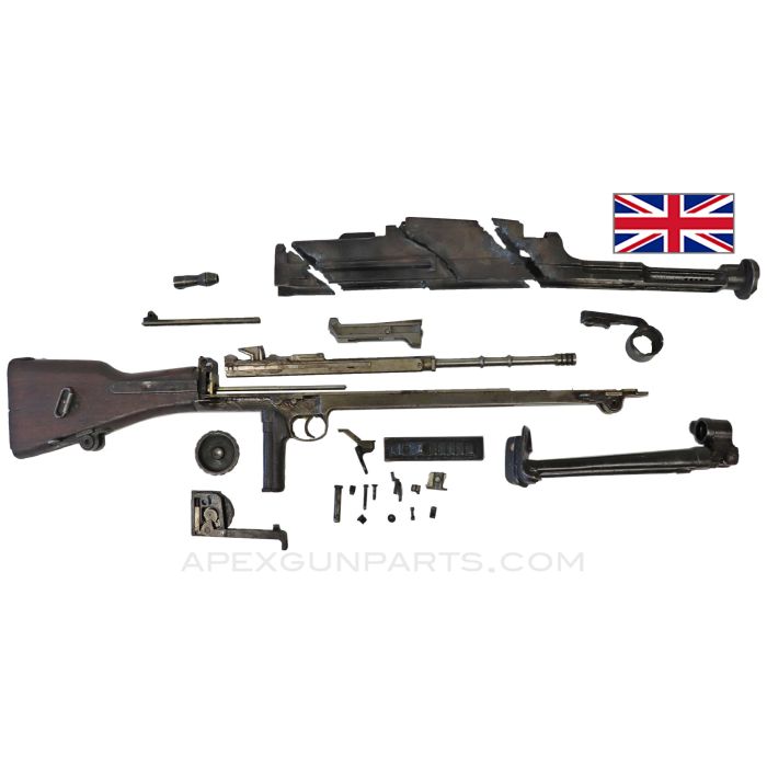 BREN Mk1m Parts Kit With Torch Cut Receiver Pieces and Bipod, Broken Pistol Grip, .303 British *Good* 