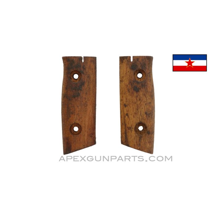Yugoslavian M1924 Mauser Bayonet Grip Halves, Left & Right, With Drain Cut, Wood *NOS*