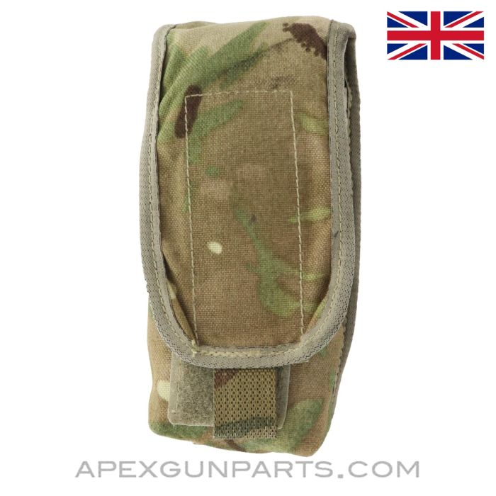 British SA80 Double M16 Magazine Pouch w/Flap, MOLLE / Osprey System, Woodland Pattern Nylon *Excellent* 