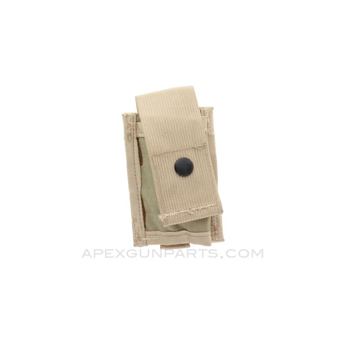 MOLLE II 40 MM High Explosive Single Grenade Pouch, Tan Canvas *Good*