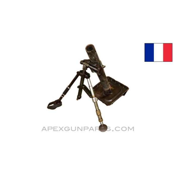 Brandt Mle 1935 Mortar, w/Bipod & Base Plate, Demilled Tube, 60mm *Good*