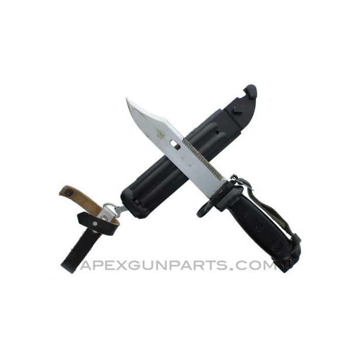 Bulgarian Type 3 AKM/ AK-74 Bayonet & Scabbard, Painted Black, *Very Good* 
