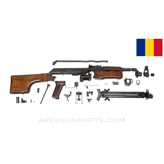 Romanian RPK Parts Kit, w/ Type 1 Adjustable Bipod, Club Stock, Matching (4 Parts), 7.62x39 *Excellent* 