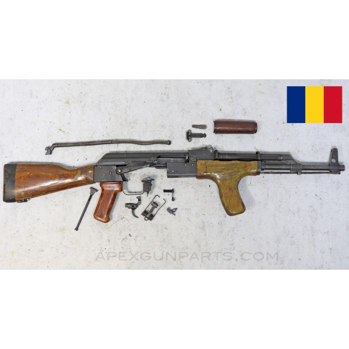 Romanian M1963 AK-47 Parts Set with Original 16 Inch Chrome Lined Populated Barrel, Battlefield Pickup, 7.62X39 *Very Good* 