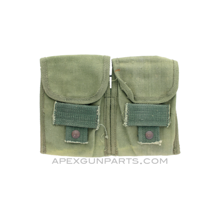 .308 20rd Magazine Pouch, 2 Pocket, OD Green Canvas, Early *Fair* 