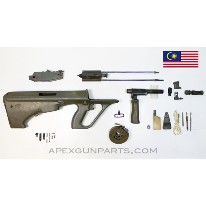 SME AUG Parts Kit w/Accessories, Malaysia, Green Polymer, 5.56x45 NATO, *Good* 