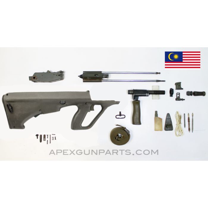 SME AUG Left Handed Parts Kit w/Accessories, Malaysia, Green Polymer, 5.56x45 NATO, *Good* 