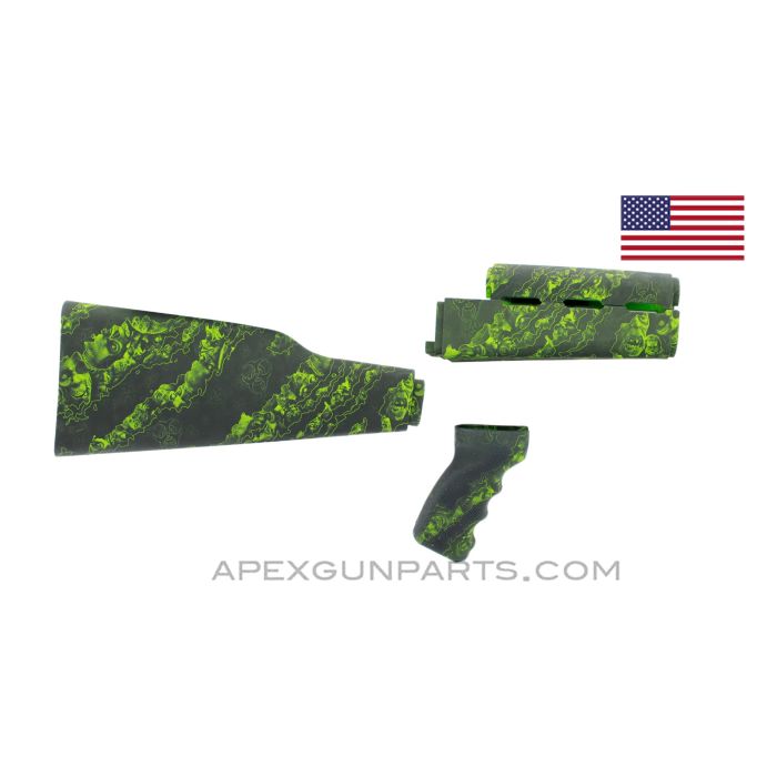 PAP M70 Rifle Stock Set, Zombie Pattern, U.S. Made, Nylon,  *Excellent*    