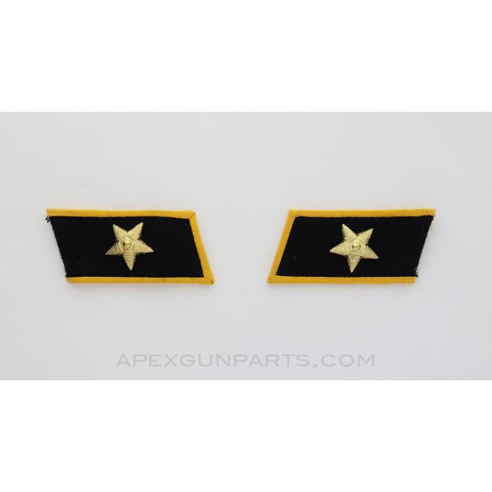 Chinese PLA Collar Tabs, Black with Gold Trim and Star, Military *NOS*