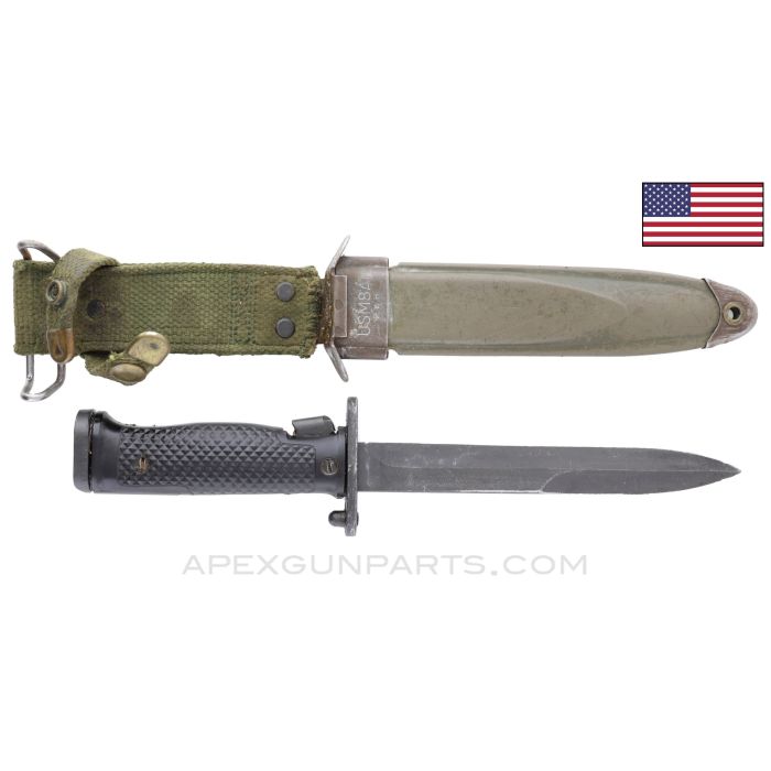 US M5A1 Bayonet, Milpar Marked, w/ M8A1 Scabbard, Fits M1 Garand Rifle *Good* 
