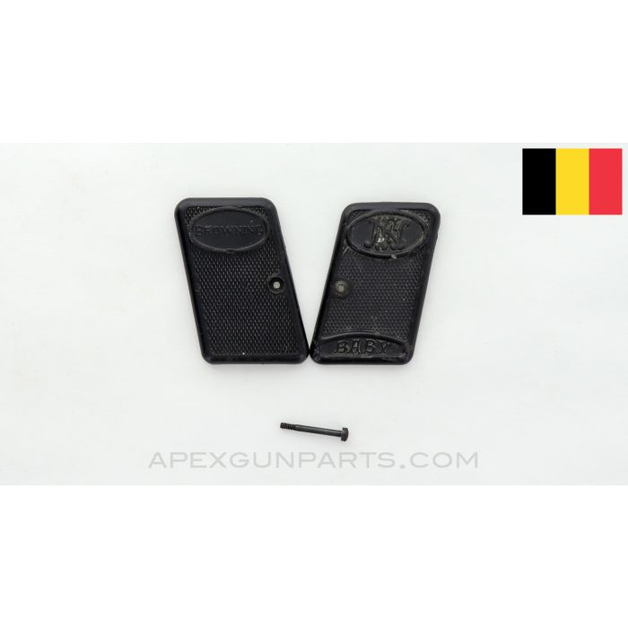 Baby Browning Grip Set, w/ Screw, Black, Plastic *Good*