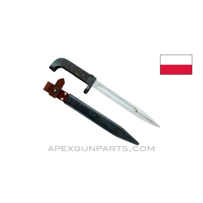 Polish AK-47 Type 1 Bayonet and Scabbard, Brown Bakelite, *Good* 