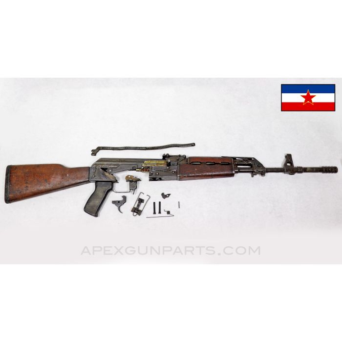 Yugoslavian M70B1 Fixed Stock Parts Set w/Original Populated Barrel, Grenade Adapter, Matching, 7.62x39 *Good* 