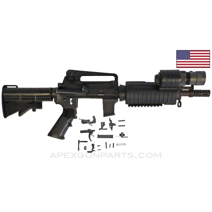 M4 Commando Parts Kit, Flat Top upper, 10.5" Barrel, Full-Auto, Surefire Light Handguards, .223/5.56  *Good*