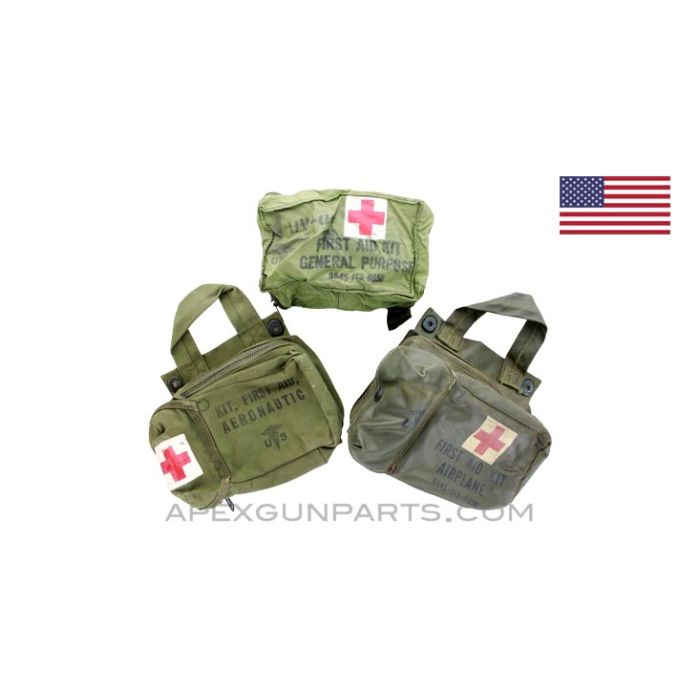 U.S. Pilot First Aid Kit Pouch, OD Green, Multiple Types, *Good* 